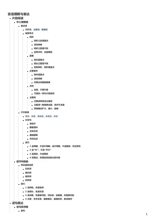 粉笔行测强化知识点总结