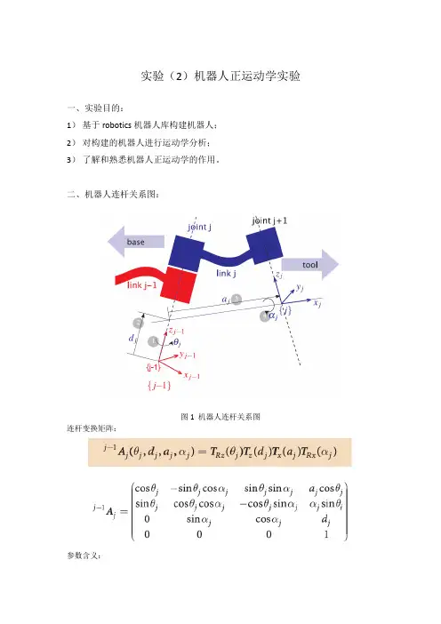 2)机器人正运动学实验