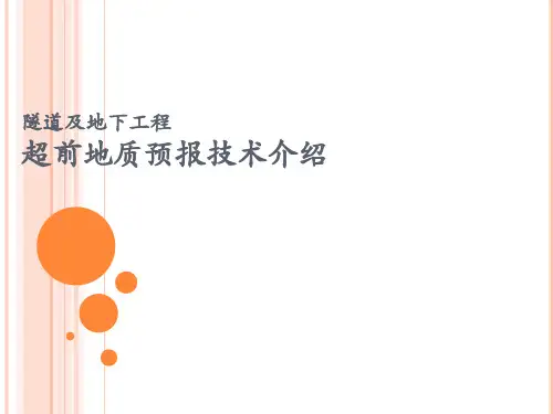 隧道及地下工程超前地质预报技术介绍