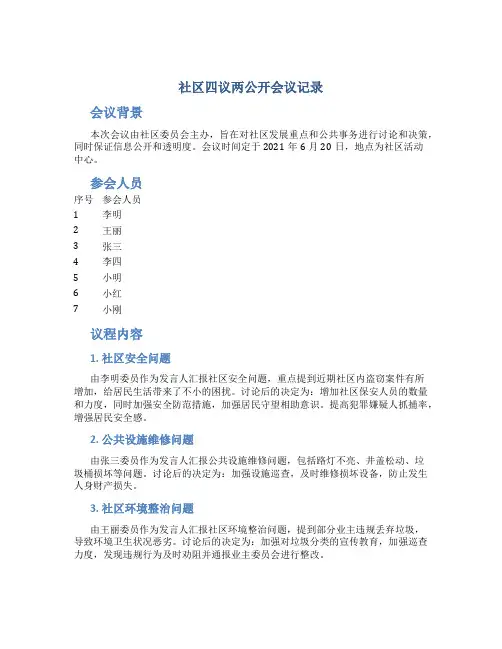 社区四议两公开会议记录