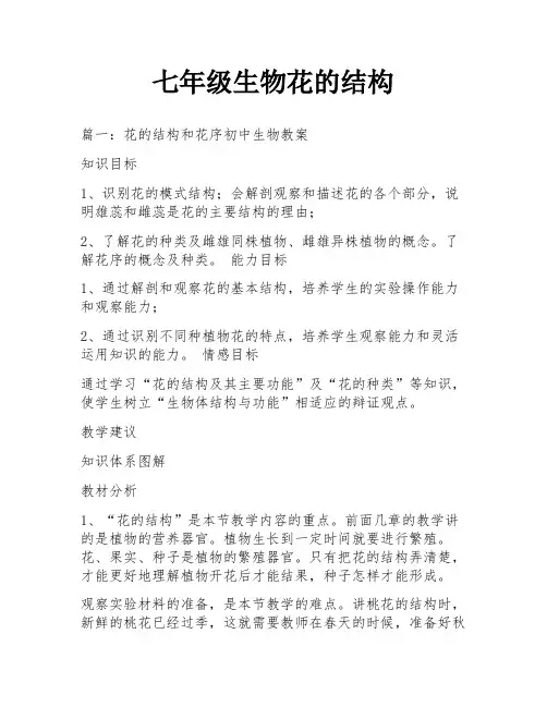 七年级生物花的结构