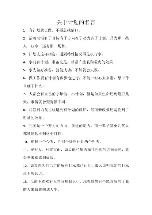 关于计划的名言