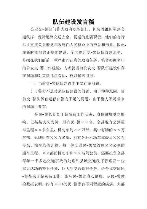 队伍建设发言稿