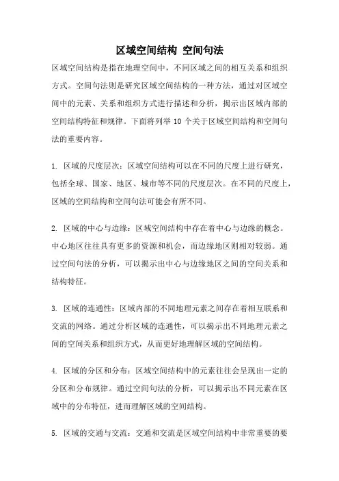 区域空间结构 空间句法