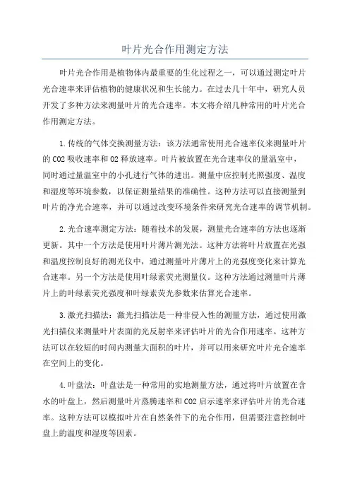 叶片光合作用测定方法