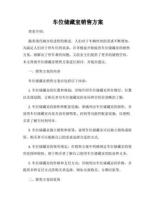 车位储藏室销售方案
