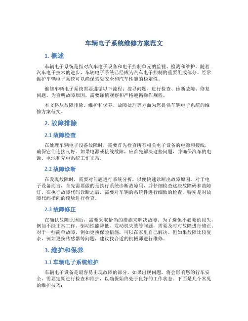 车辆电子系统维修方案范文