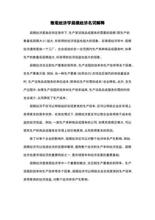 微观经济学规模经济名词解释