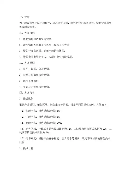 销售提成激励方案制定