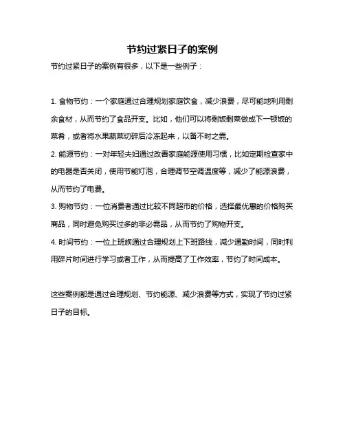 节约过紧日子的案例
