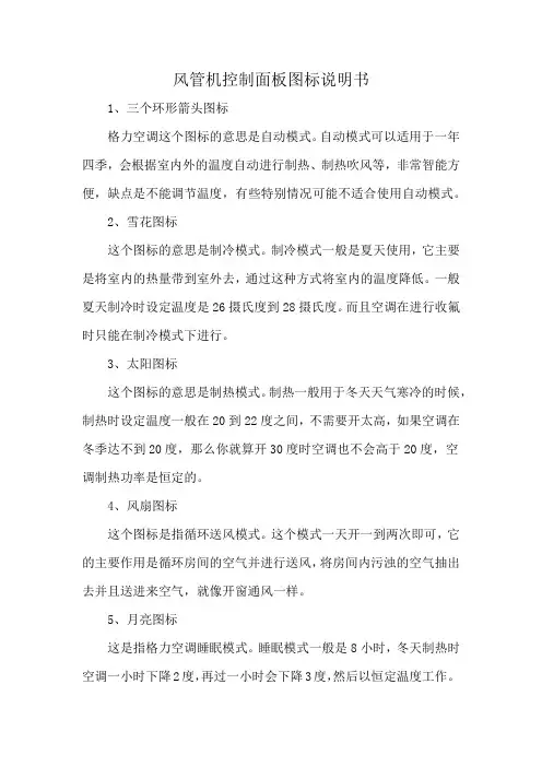 风管机控制面板图标说明书