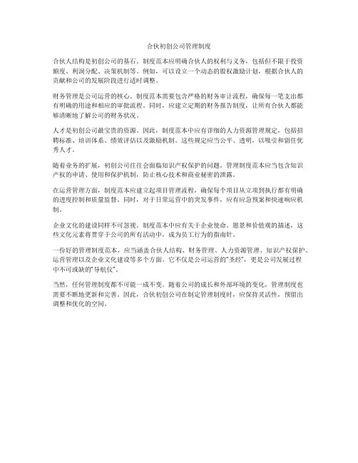 合伙初创公司管理制度