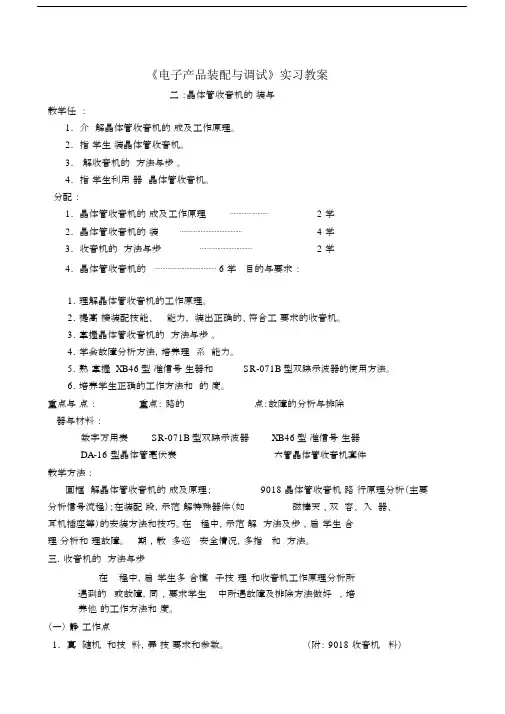 《电子产品装配与调试》实习教案.docx