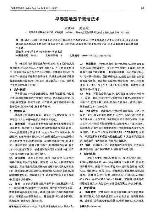 早春露地茄子栽培技术