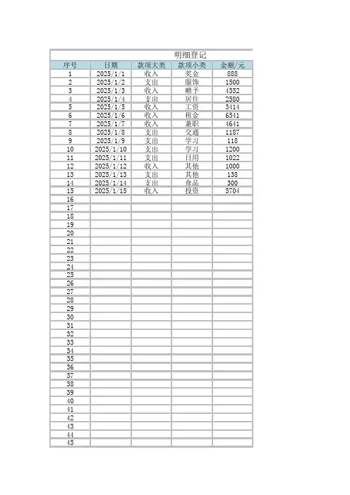 个人日常管理收支登记台账