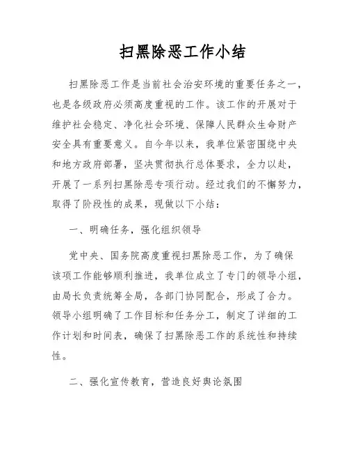 扫黑除恶工作小结