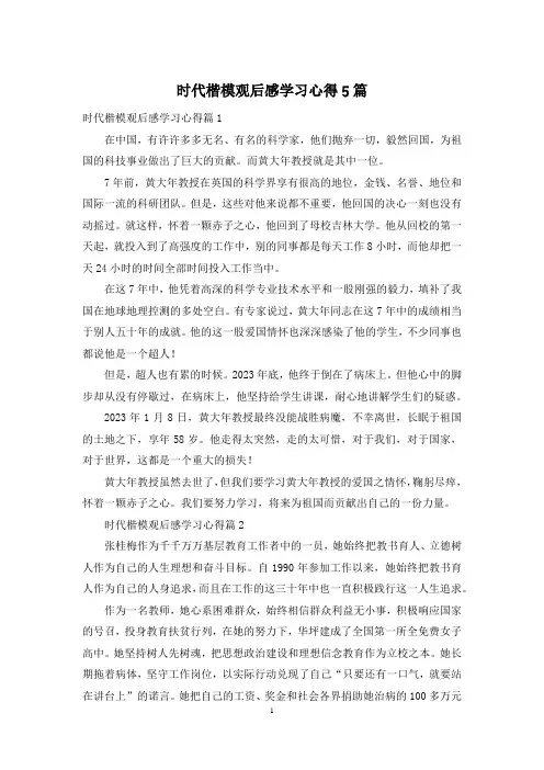 时代楷模观后感学习心得5篇