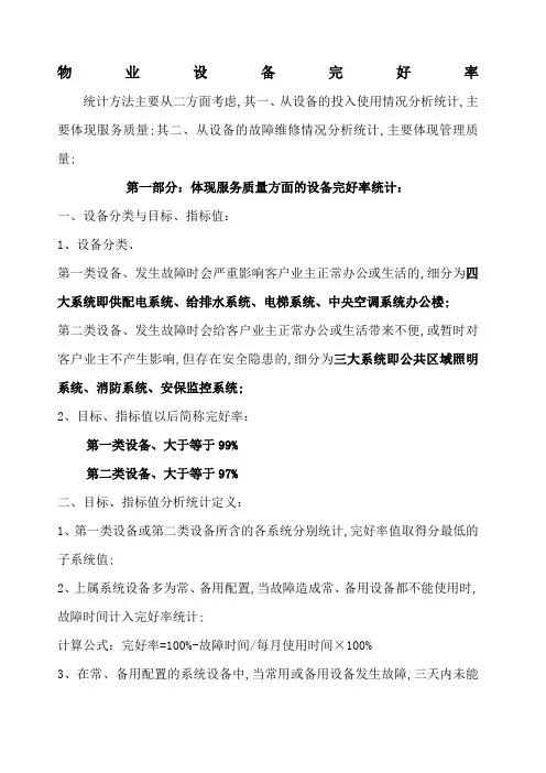 物业设备完好率统计
