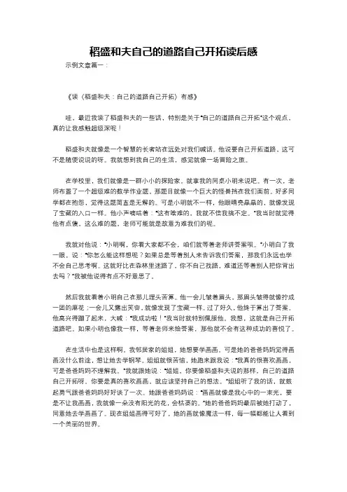 稻盛和夫自己的道路自己开拓读后感