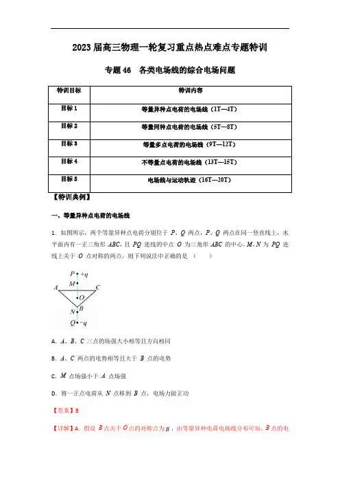专题46 各类电场线的综合电场问题(解析版) 