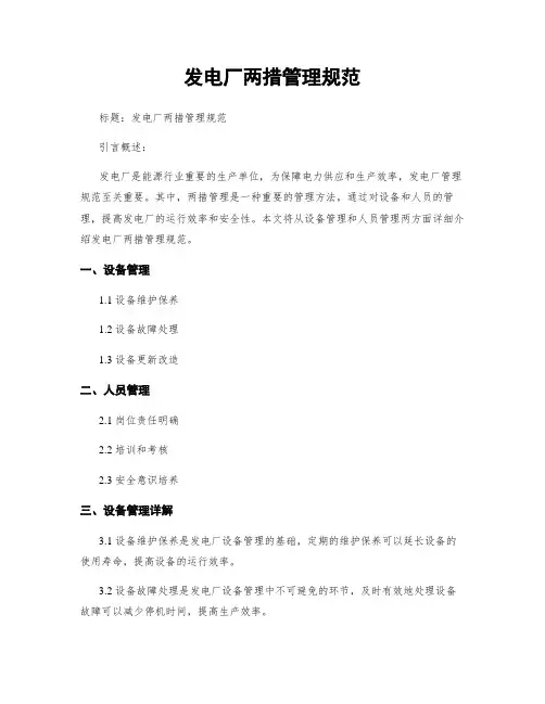 发电厂两措管理规范