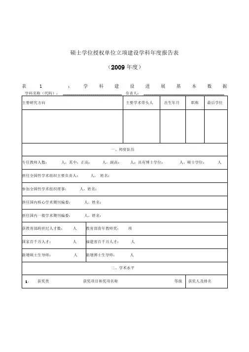 硕士学位授权单位立项建设学科报告表
