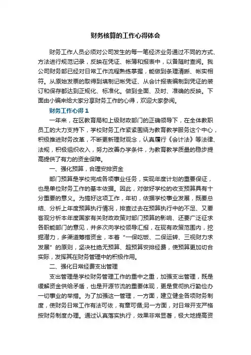 财务核算的工作心得体会