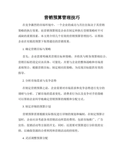 营销预算管理技巧