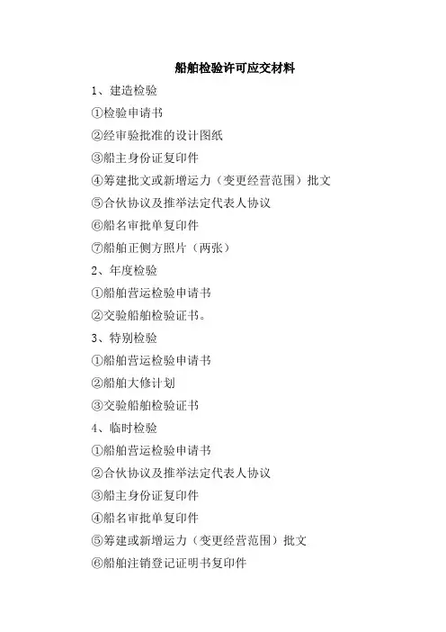 船舶检验许可应交材料