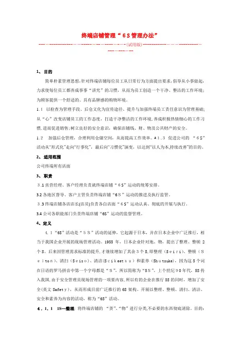 终端店铺管理(6S管理办法)2011