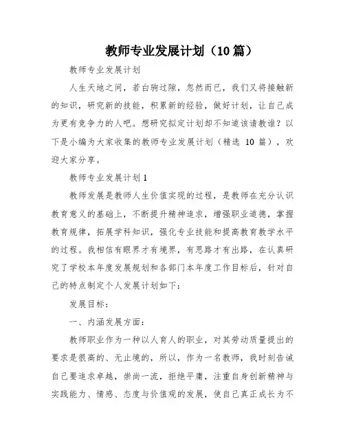 教师专业发展计划(10篇)