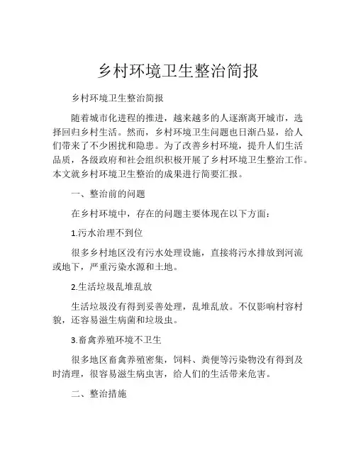 乡村环境卫生整治简报