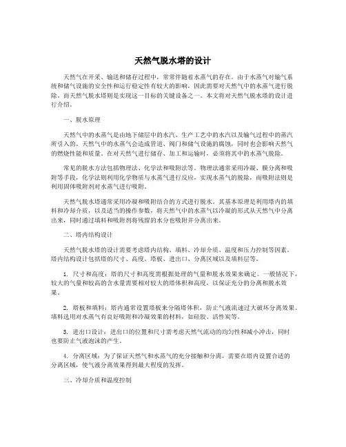天然气脱水塔的设计