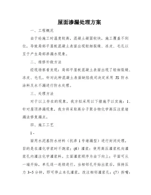 屋面渗漏处理方案