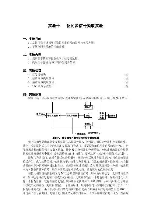 实验十位同步信号提取实验