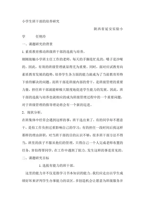 小干部培养结题报告