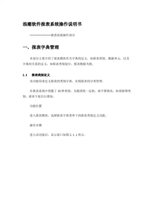 浪潮软件报表系统操作说明书