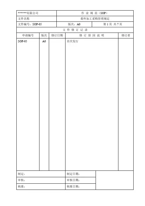 委外加工采购购管理规范