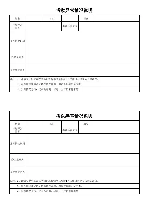 考勤异常情况说明