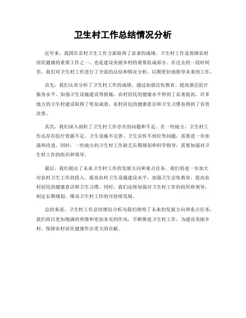 卫生村工作总结情况分析
