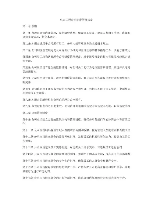 电力工程公司制度管理规定