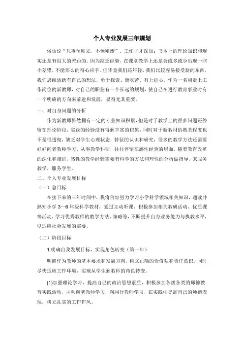 个人三年专业发展规划