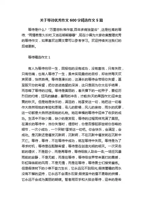 关于等待优秀作文600字精选作文5篇