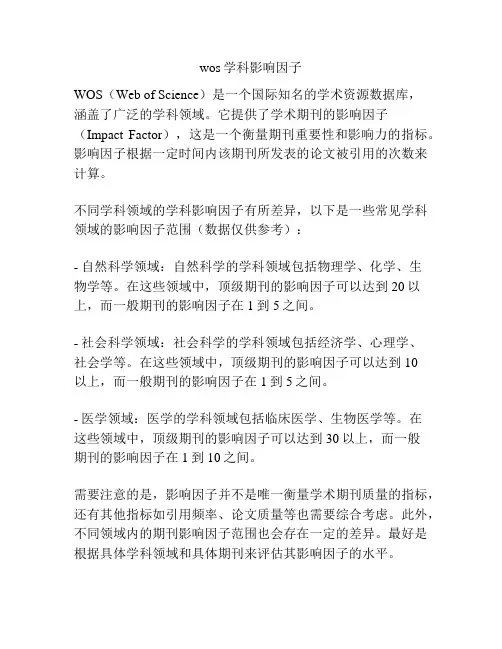 wos学科影响因子
