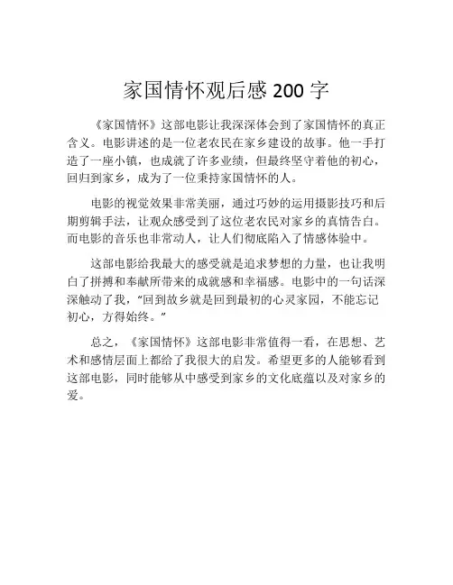 家国情怀观后感200字