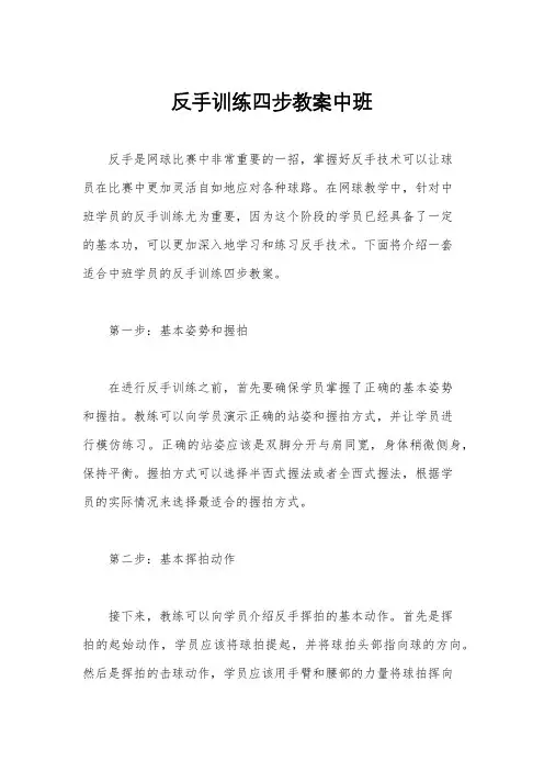 反手训练四步教案中班