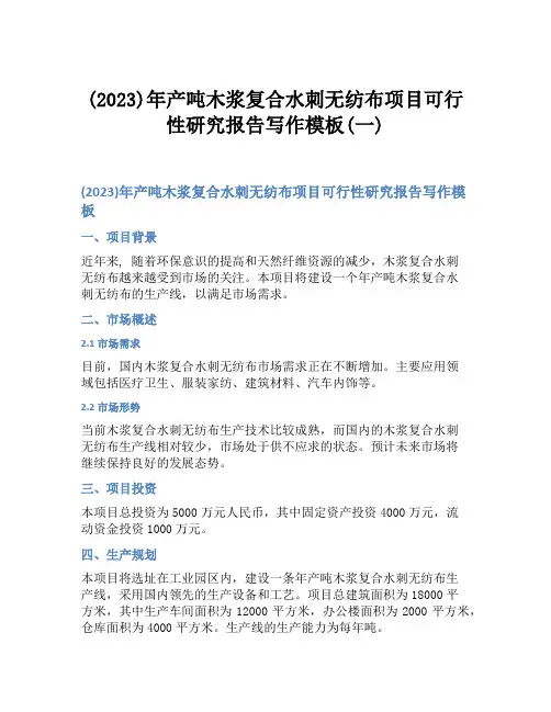 (2023)年产吨木浆复合水刺无纺布项目可行性研究报告写作模板(一)
