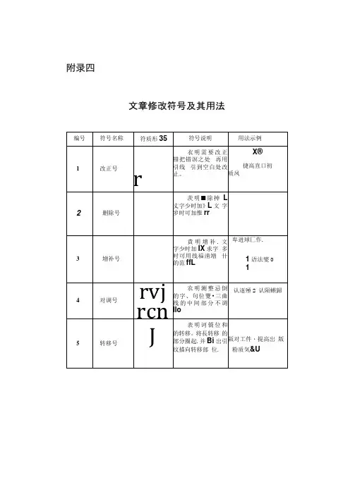 文章的修改符号及其用法