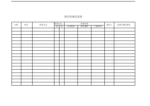 教育培训机构表格新编