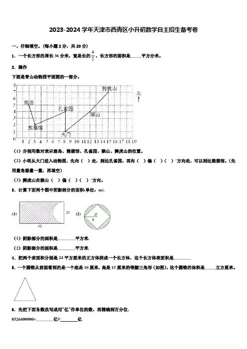 2023-2024学年天津市西青区小升初数学自主招生备考卷含解析